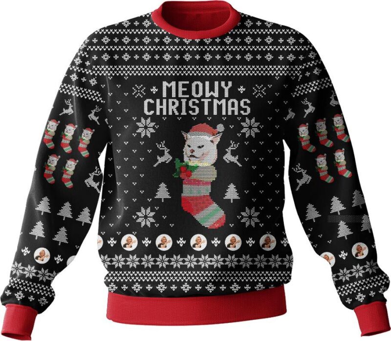 Hooktab Meowy Christmas Woman Yelling At A Cat Meme Ugly Christmas Sweater Hooktab Meowy Christmas Woman Yelling At A Cat Meme Ugly Christmas Sweater