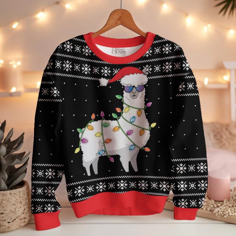 Hooktab Merry Alpaca Christmas Ugly Christmas Sweater Hooktab Merry Alpaca Christmas Ugly Christmas Sweater