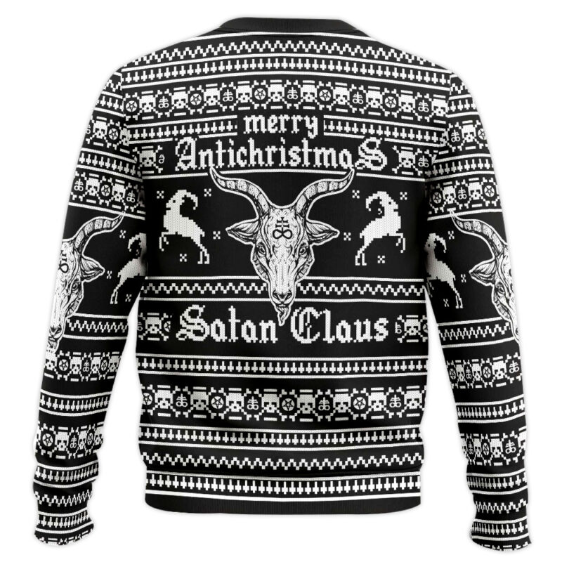 Hooktab Merry Antichristmas Satan Claus Ugly Christmas Sweater Hooktab Merry Antichristmas Satan Claus Ugly Christmas Sweater
