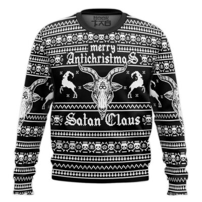 Hooktab Merry Antichristmas Satan Claus Ugly Christmas Sweater