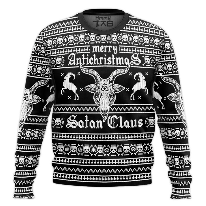 Hooktab Merry Antichristmas Satan Claus Ugly Christmas Sweater