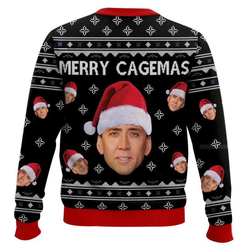 Hooktab Merry Cagemas Nicolas Cage, Ugly Christmas Sweater Hooktab Merry Cagemas Nicolas Cage, Ugly Christmas Sweater