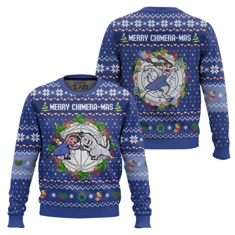 Hooktab Merry Chimera-mas Fullmetal Alchemist Ugly Christmas Sweater Hooktab Merry Chimera-mas Fullmetal Alchemist Ugly Christmas Sweater