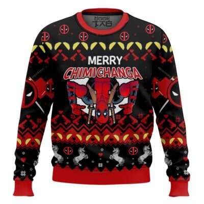 Hooktab Merry Chimichanga Deadpool Ugly Christmas Sweater