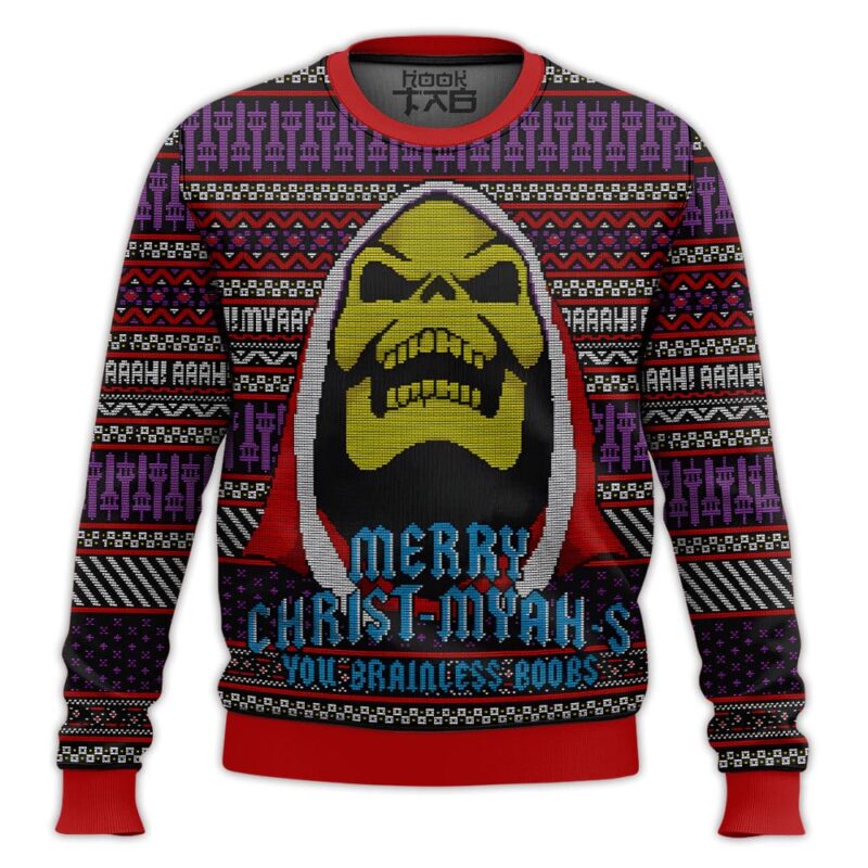 Hooktab Merry Christ-myah-s! Skeletor Masters Of The Universe Ugly Christmas Sweater Hooktab Merry Christ-myah-s! Skeletor Masters Of The Universe Ugly Christmas Sweater