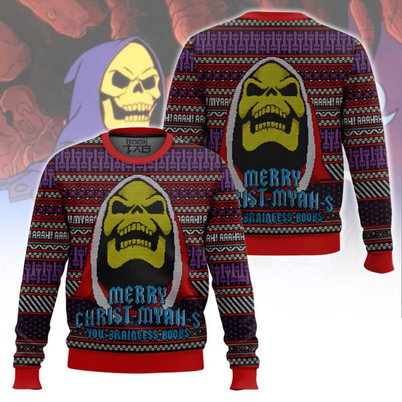 Hooktab Merry Christ-myah-s! Skeletor Masters Of The Universe Ugly Christmas Sweater Hooktab Merry Christ-myah-s! Skeletor Masters Of The Universe Ugly Christmas Sweater