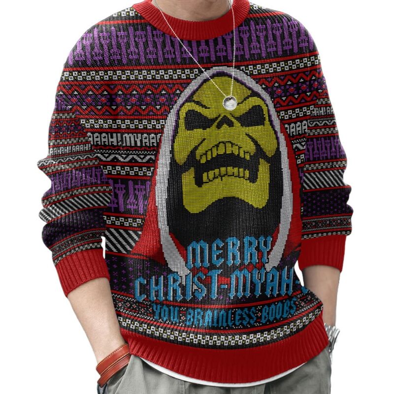 Hooktab Merry Christ-myah-s! Skeletor Masters Of The Universe Ugly Christmas Sweater Hooktab Merry Christ-myah-s! Skeletor Masters Of The Universe Ugly Christmas Sweater