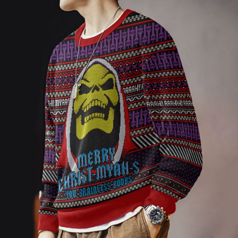 Hooktab Merry Christ-myah-s! Skeletor Masters Of The Universe Ugly Christmas Sweater Hooktab Merry Christ-myah-s! Skeletor Masters Of The Universe Ugly Christmas Sweater