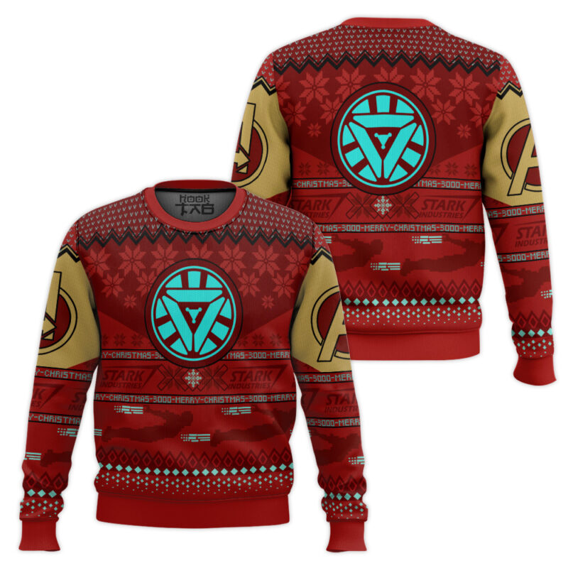Hooktab Merry Christmas 3000 Iron Man Ugly Christmas Sweater Hooktab Merry Christmas 3000 Iron Man Ugly Christmas Sweater