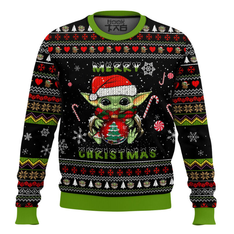 Hooktab Merry Christmas Baby Yoda Ugly Christmas Sweater