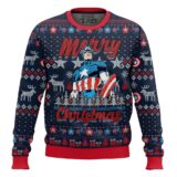 Hooktab Merry Christmas Captain America Ugly Christmas Sweater