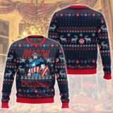Hooktab Merry Christmas Captain America Ugly Christmas Sweater