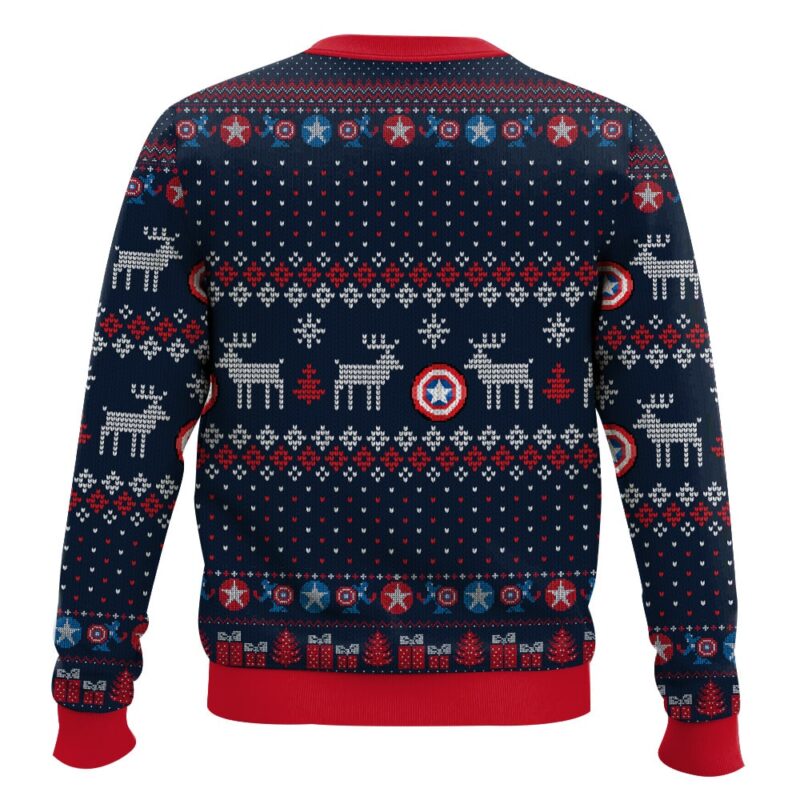 Hooktab Merry Christmas Captain America Ugly Christmas Sweater Hooktab Merry Christmas Captain America Ugly Christmas Sweater