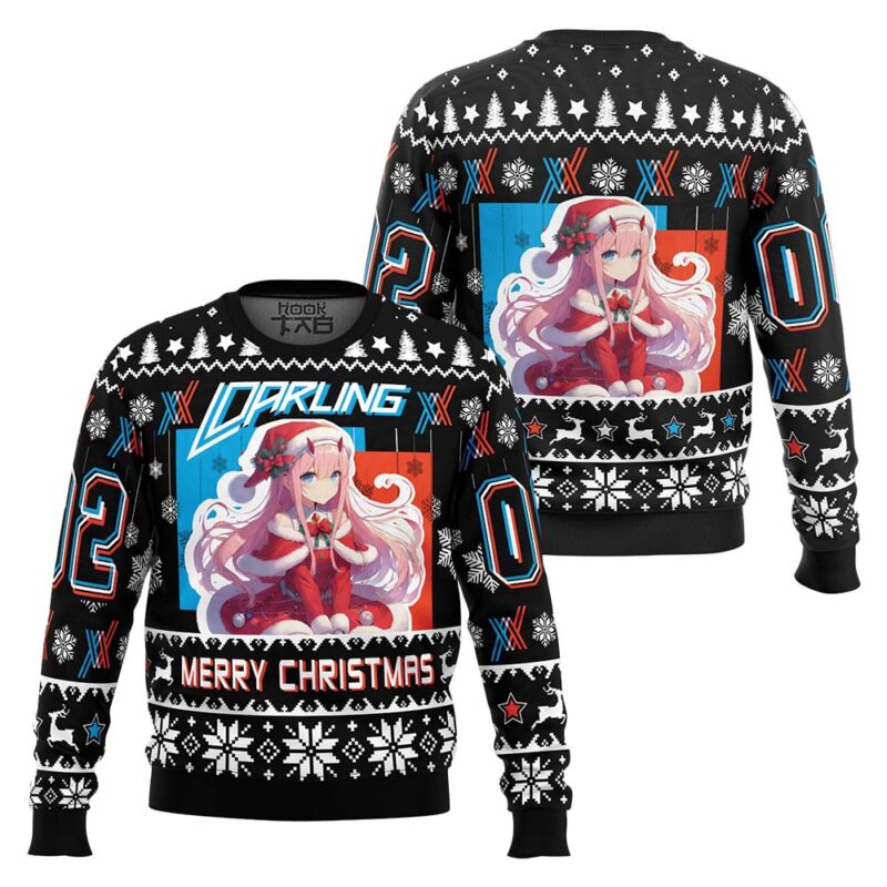 Hooktab Merry Christmas Darling In The Franxx Ugly Christmas Sweater Hooktab Merry Christmas Darling In The Franxx Ugly Christmas Sweater