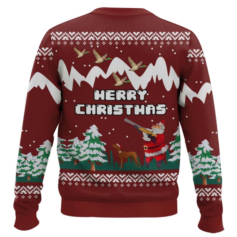 Hooktab Merry Christmas Duck Hunting Santa Ugly Christmas Sweater Hooktab Merry Christmas Duck Hunting Santa Ugly Christmas Sweater