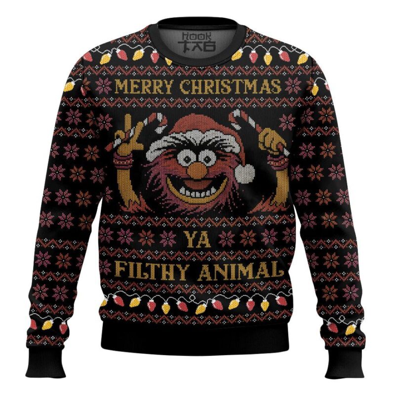 Hooktab Merry Christmas Filthy Animal The Muppet Show Ugly Christmas Sweater