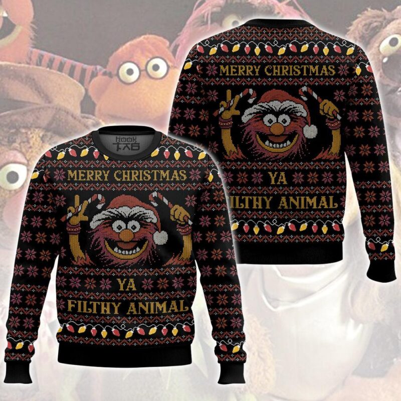 Hooktab Merry Christmas Filthy Animal The Muppet Show Ugly Christmas Sweater Hooktab Merry Christmas Filthy Animal The Muppet Show Ugly Christmas Sweater
