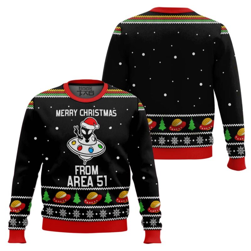 Hooktab Merry Christmas From Area 51 Alien Ugly Christmas Sweater Hooktab Merry Christmas From Area 51 Alien Ugly Christmas Sweater