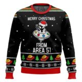 Hooktab Merry Christmas From Area 51 Alien Ugly Christmas Sweater