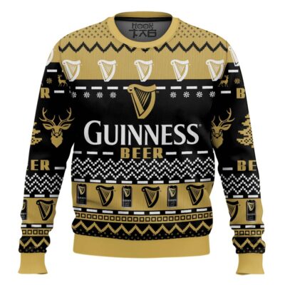 Hooktab Merry Christmas Guinness Stout Beer Ugly Christmas Sweater