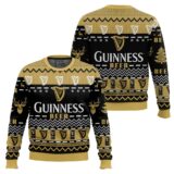 Hooktab Merry Christmas Guinness Stout Beer Ugly Christmas Sweater