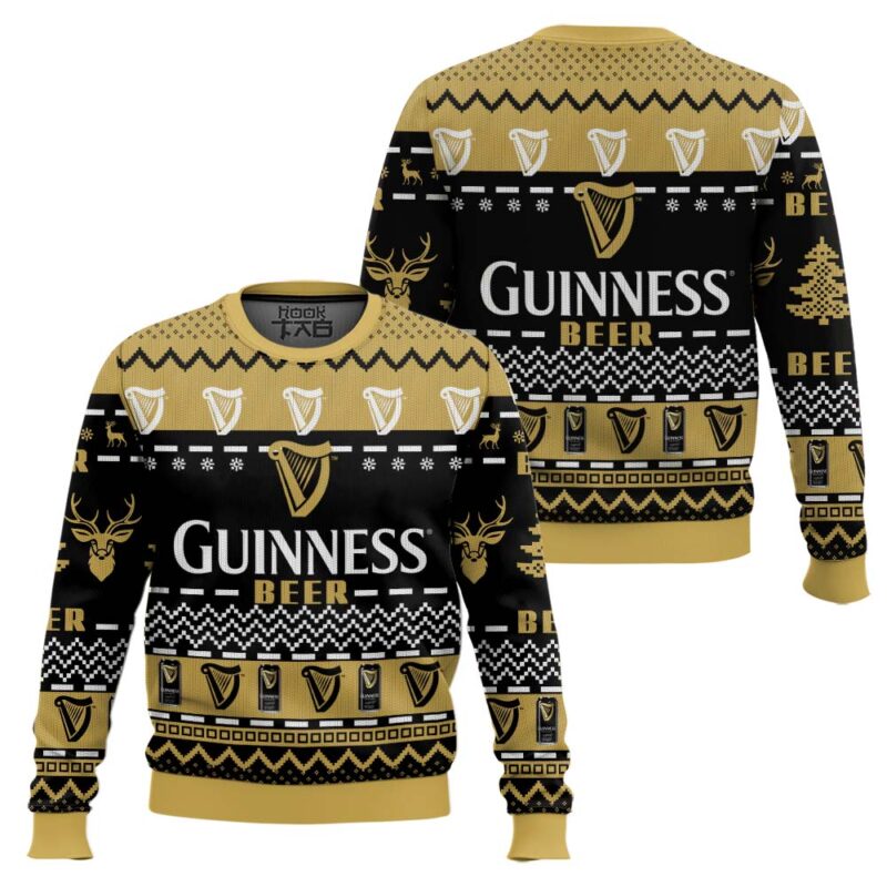 Hooktab Merry Christmas Guinness Stout Beer Ugly Christmas Sweater Hooktab Merry Christmas Guinness Stout Beer Ugly Christmas Sweater