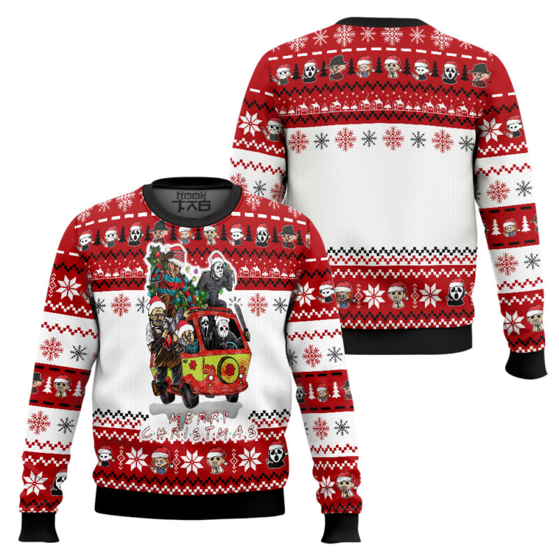 Hooktab Merry Christmas Horror Movies Ugly Christmas Sweater Hooktab Merry Christmas Horror Movies Ugly Christmas Sweater