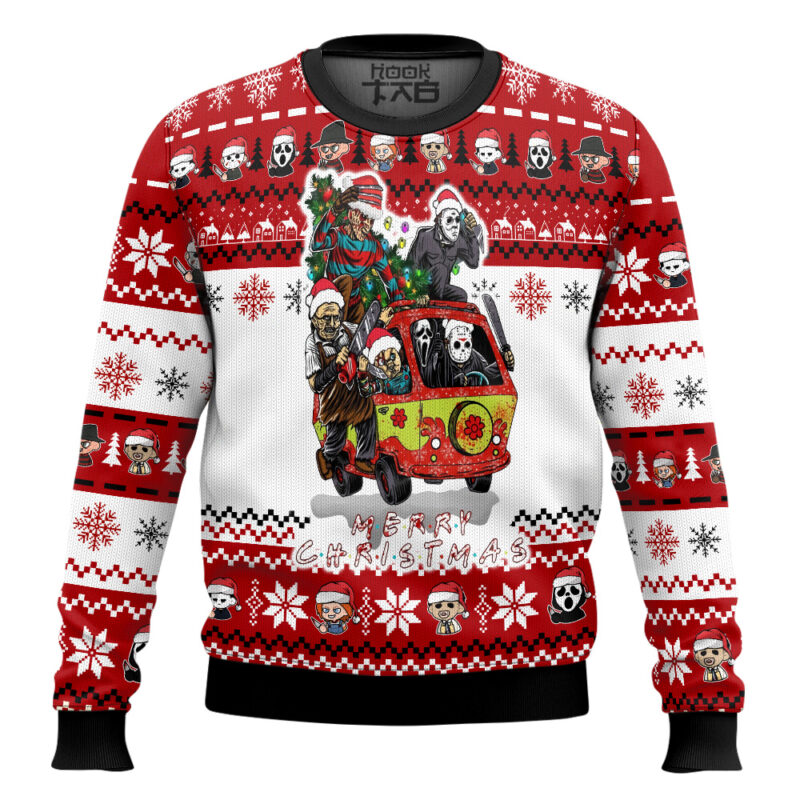Hooktab Merry Christmas Horror Movies Ugly Christmas Sweater