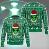 Hooktab Merry Christmas Human Alien Ugly Christmas Sweater