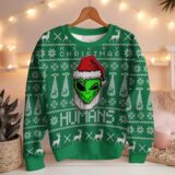 Hooktab Merry Christmas Human Alien Ugly Christmas Sweater