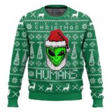 Hooktab Merry Christmas Human Alien Ugly Christmas Sweater
