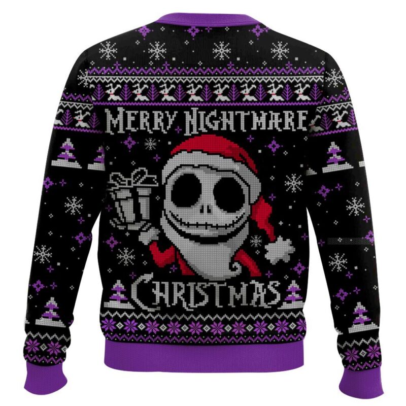 Hooktab Merry Christmas Jack Skellington Ugly Christmas Sweater Hooktab Merry Christmas Jack Skellington Ugly Christmas Sweater