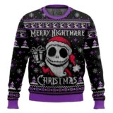 Hooktab Merry Christmas Jack Skellington Ugly Christmas Sweater