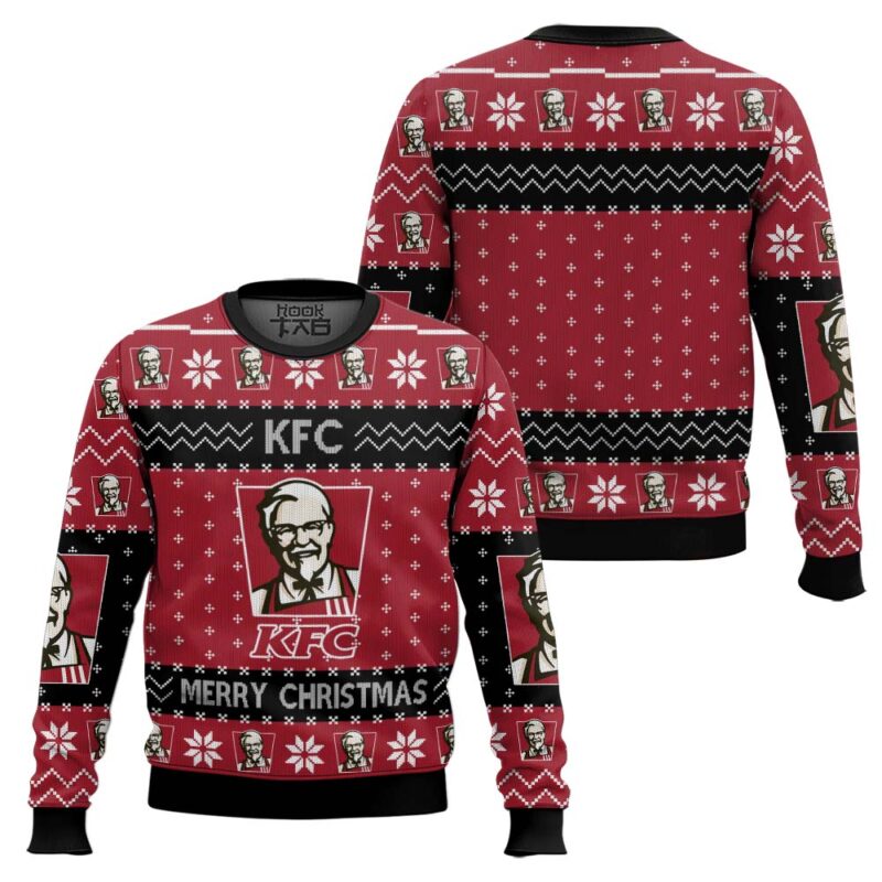 Hooktab Merry Christmas KFC Ugly Christmas Sweater Hooktab Merry Christmas KFC Ugly Christmas Sweater