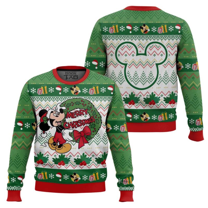 Hooktab Merry Christmas Mickey Mouse Ugly Christmas Sweater Hooktab Merry Christmas Mickey Mouse Ugly Christmas Sweater