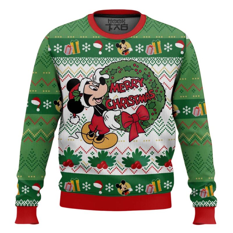 Hooktab Merry Christmas Mickey Mouse Ugly Christmas Sweater