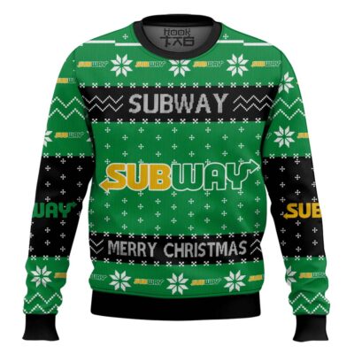Hooktab Merry Christmas Subway Fast Food Ugly Christmas Sweater
