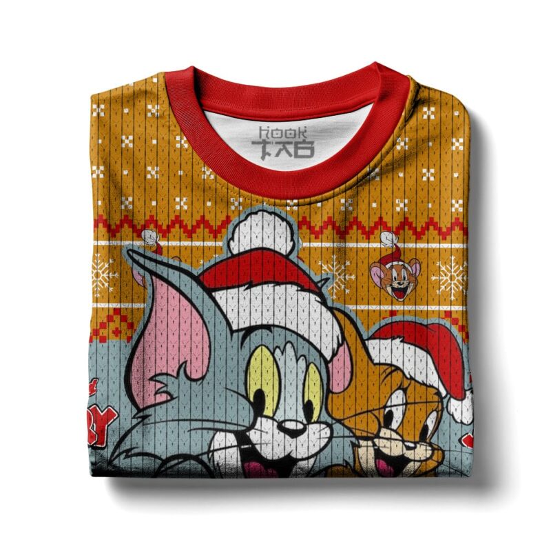 Hooktab Merry Christmas Tom And Jerry Ugly Christmas Sweater Hooktab Merry Christmas Tom And Jerry Ugly Christmas Sweater
