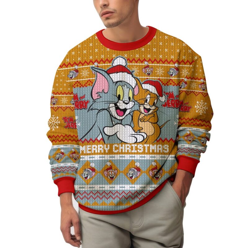 Hooktab Merry Christmas Tom And Jerry Ugly Christmas Sweater Hooktab Merry Christmas Tom And Jerry Ugly Christmas Sweater