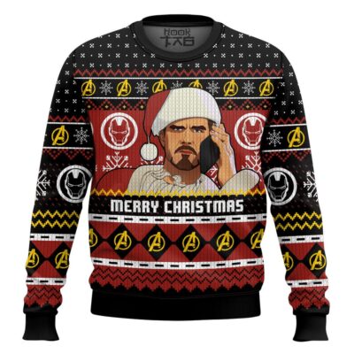 Hooktab Merry Christmas Tony Stark Ugly Christmas Sweater