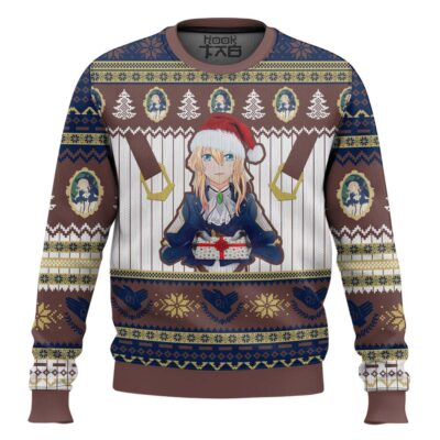 Hooktab Merry Christmas Violet Evergarden Ugly Christmas Sweater