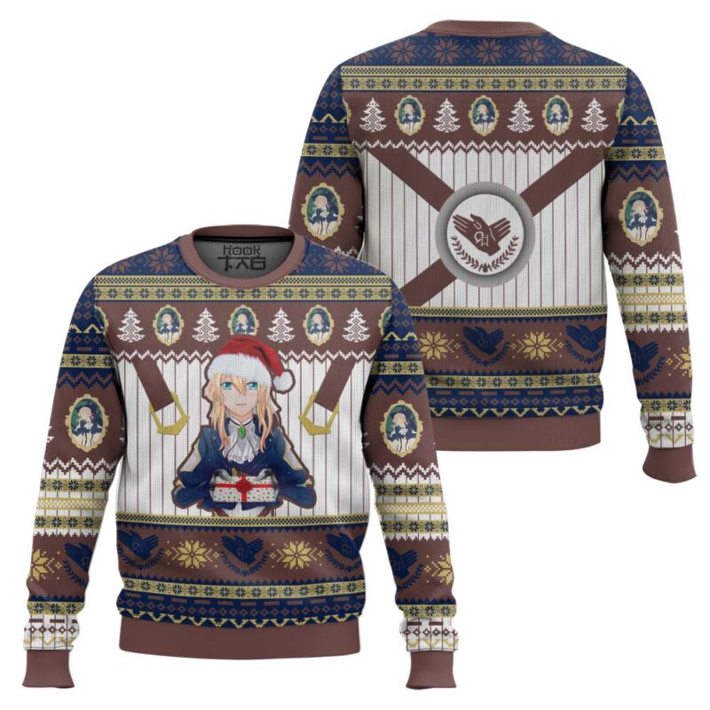 Hooktab Merry Christmas Violet Evergarden Ugly Christmas Sweater Hooktab Merry Christmas Violet Evergarden Ugly Christmas Sweater