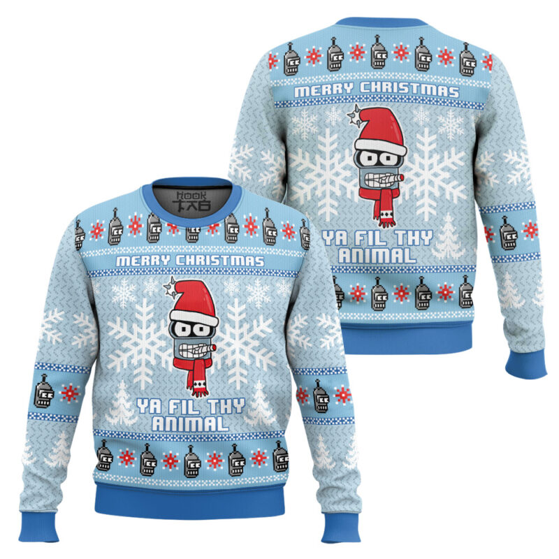 Hooktab Merry Christmas Ya Fil Thy Animal Futurama Ugly Christmas Sweater Hooktab Merry Christmas Ya Fil Thy Animal Futurama Ugly Christmas Sweater