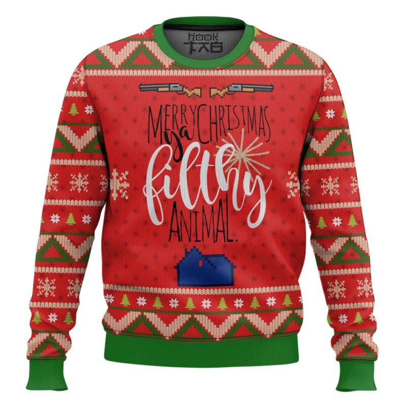 Hooktab Merry Christmas Ya Filthy Animal Ugly Christmas Sweater