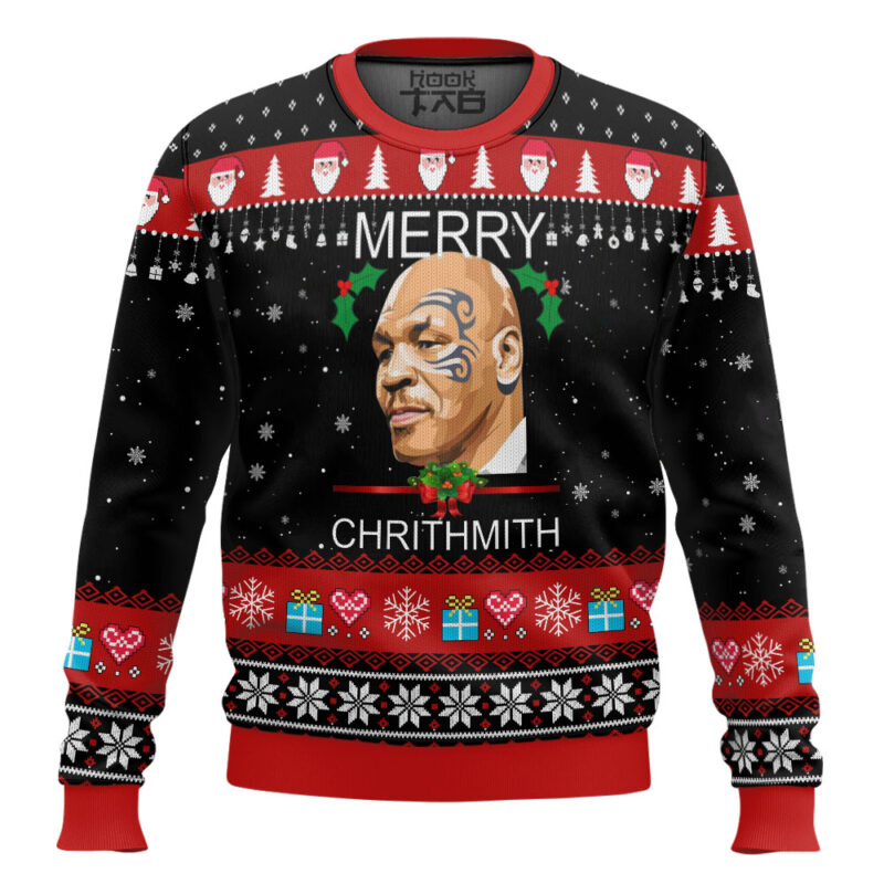 Hooktab Merry Chrithmith Mike Tyson Ugly Christmas Sweater