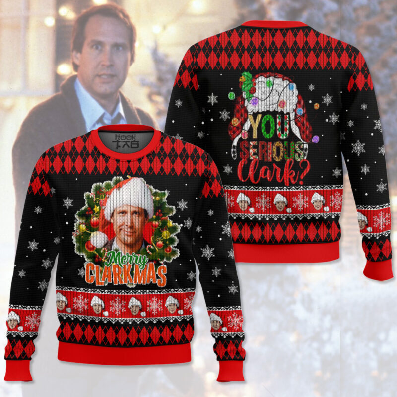 Hooktab Merry Clarkmas National Lampoon's Vacation Ugly Christmas Sweater Hooktab Merry Clarkmas National Lampoon's Vacation Ugly Christmas Sweater