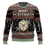Hooktab Merry Critmas Dungeons & Dragons Ugly Christmas Sweater
