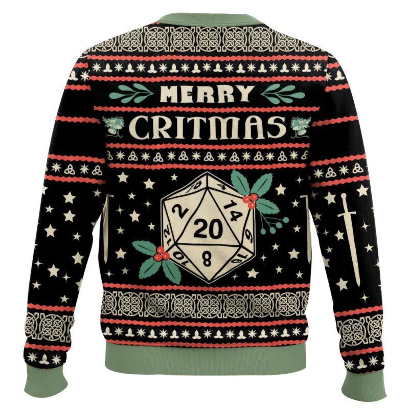 Hooktab Merry Critmas Dungeons & Dragons Ugly Christmas Sweater Hooktab Merry Critmas Dungeons & Dragons Ugly Christmas Sweater