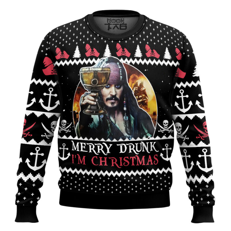 Hooktab Merry Drunk I'm Christmas Pirates Of The Caribbean Ugly Christmas Sweater
