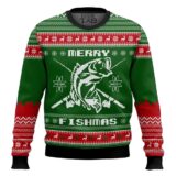 Hooktab Merry Fishmas Bass Fishing Ugly Christmas Sweater